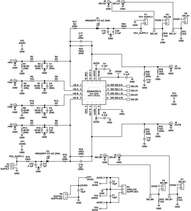 Schematic - Analog Devices Inc. EVAL-ADA4352-2EBZ Evaluation Board