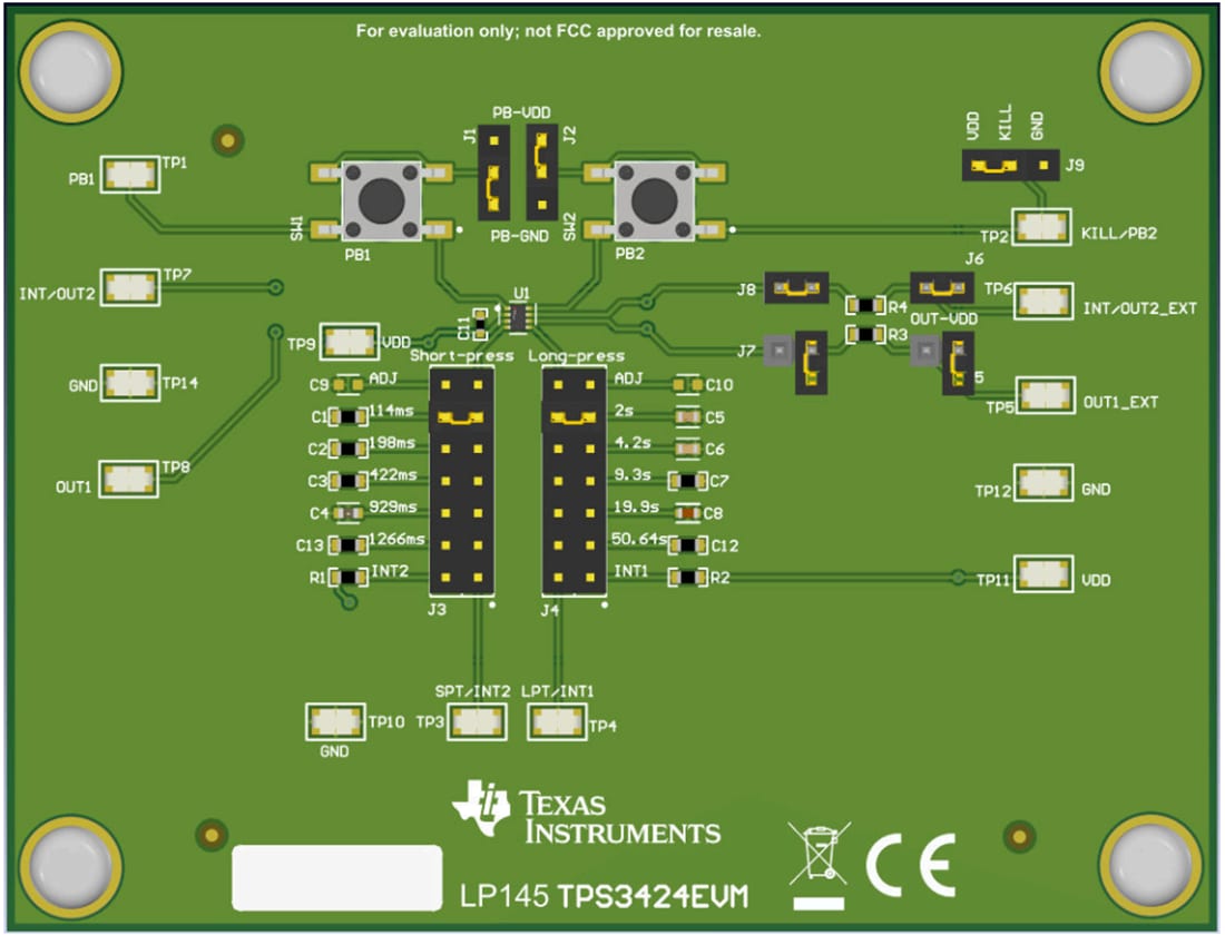 Mechanical Drawing - Texas Instruments TPS3424EVM Evaluation Module (EVM)