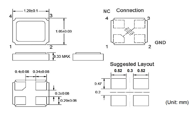 TXC 8J MHz Ceramic SMD Crystals