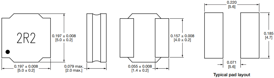 Mechanical Drawing - Vishay / Dale IFSC-2020BZ-01 Semi-Shielded SMD Power Inductors