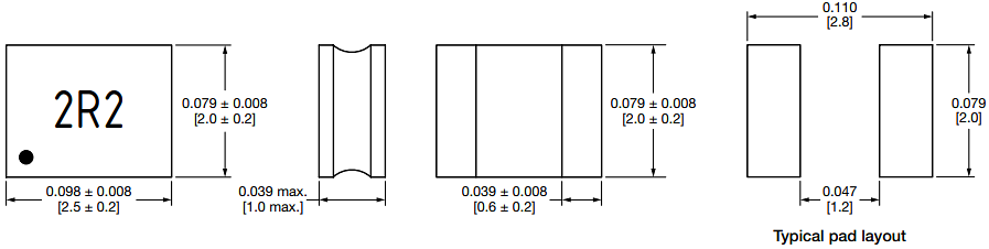 Mechanical Drawing - Vishay / Dale IMSC1008AZ Semi-Shielded SMD Power Inductors