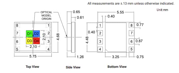 Mechanical Drawing - Cree LED XLamp XN-P Color LEDs