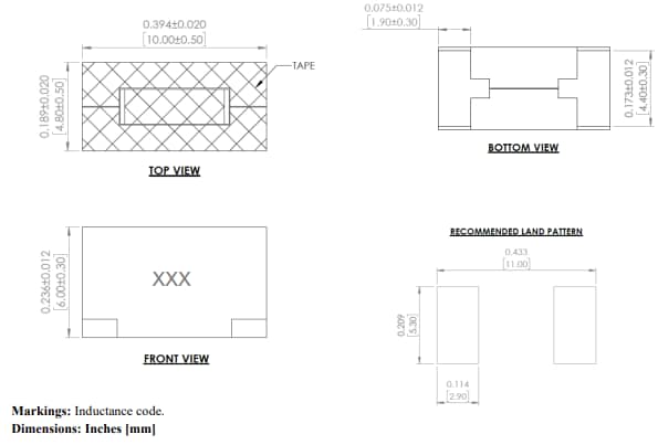 Mechanical Drawing - Abracon AVR-1Z100506S Vertically Assembled Power Inductors