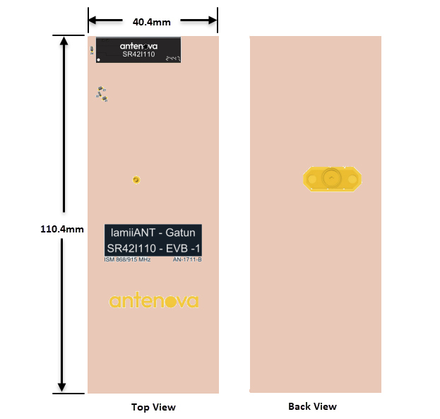 Mechanical Drawing - Antenova SR42I110-EVB-1 Evaluation Board