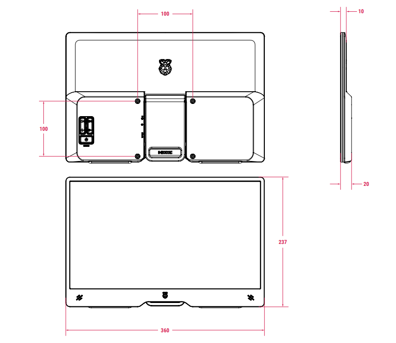Mechanical Drawing - Raspberry Pi Display Monitors