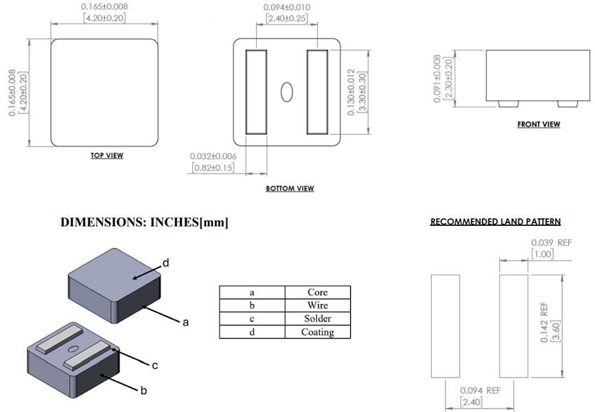 Mechanical Drawing - Abracon AMELH4025S Power Inductors