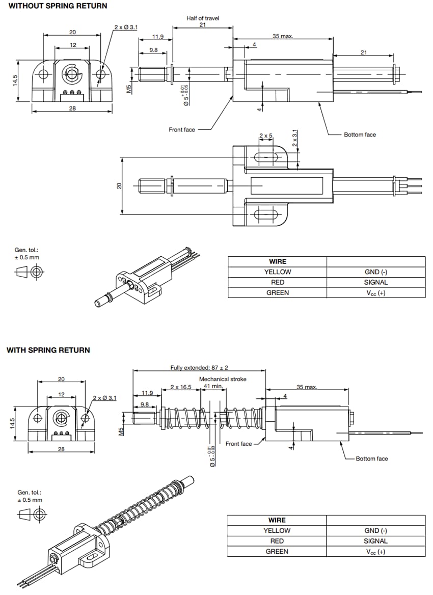 Mechanical Drawing - Vishay / Sfernice 40 LHE Linear Position Sensor