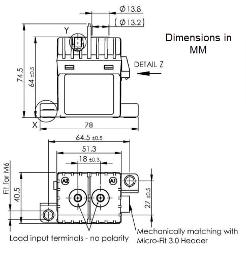 Mechanical Drawing - EPCOS / TDK HVC43-MC High-Voltage Contactors