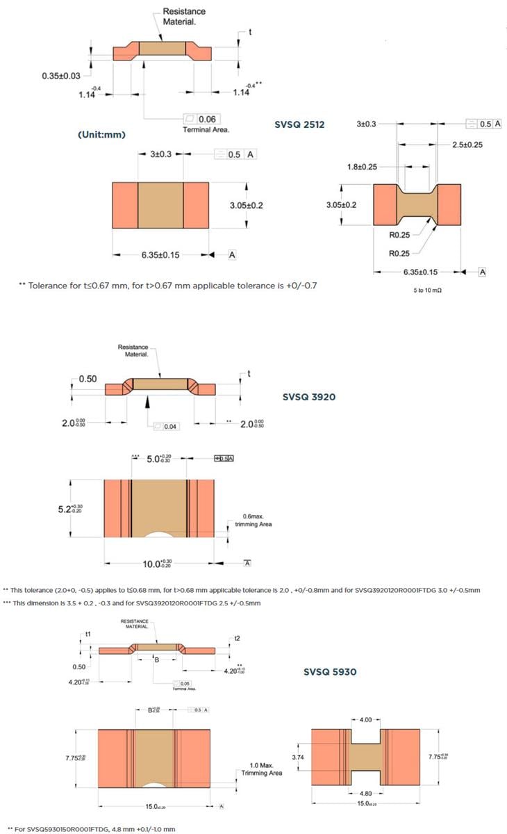 Mechanical Drawing - TE Connectivity / CGS SVSQ Low-Ohmic Current Sense SMD Shunt Resistors
