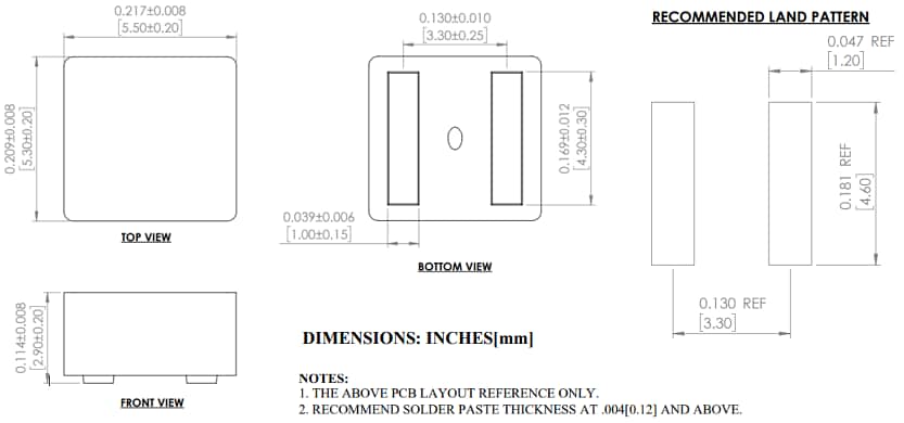 Mechanical Drawing - Abracon AMELH5030S Power Inductors