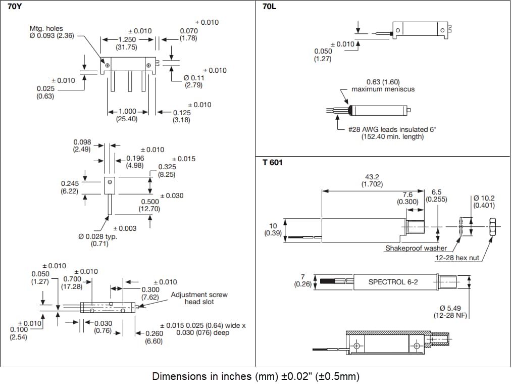 Mechanical Drawing - Vishay / Spectrol 70 Series 1-1/4