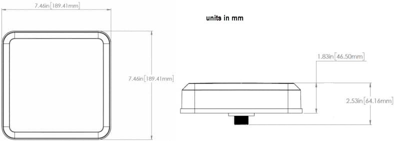 Mechanical Drawing - Airgain RECON13™ 5G High Performance IP67/IP69K Antennas