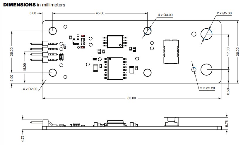Mechanical Drawing - Vishay ISO-DC-VSAO Isolated DC Voltage Reference Design