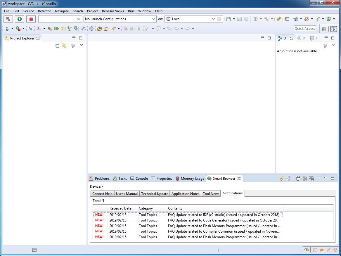 The e&sup2; studio workspace page is where the project&rsquo;s application activity begins.