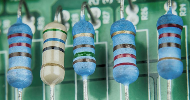 4 band resistors in a circuit board
